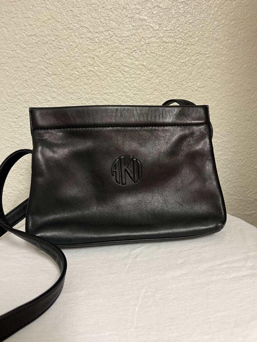 Vintage Anne Klein II Black Leather Crossbody Bag